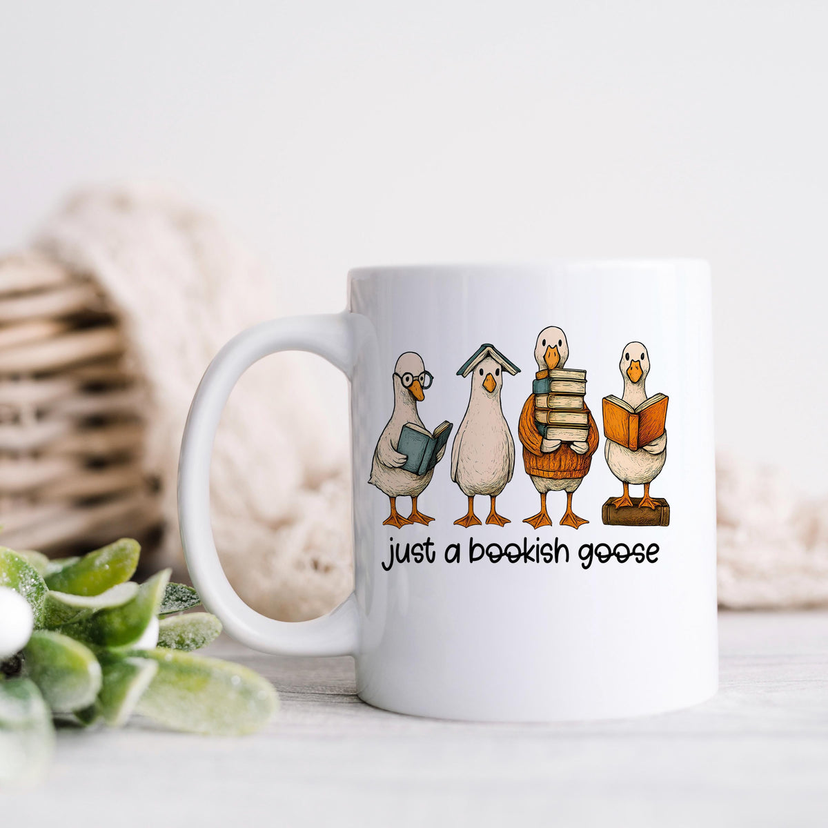 Bookish Goose Coffee Mug - Funny Book Lover Gift | Quirky Ceramic 11 oz or 15 oz