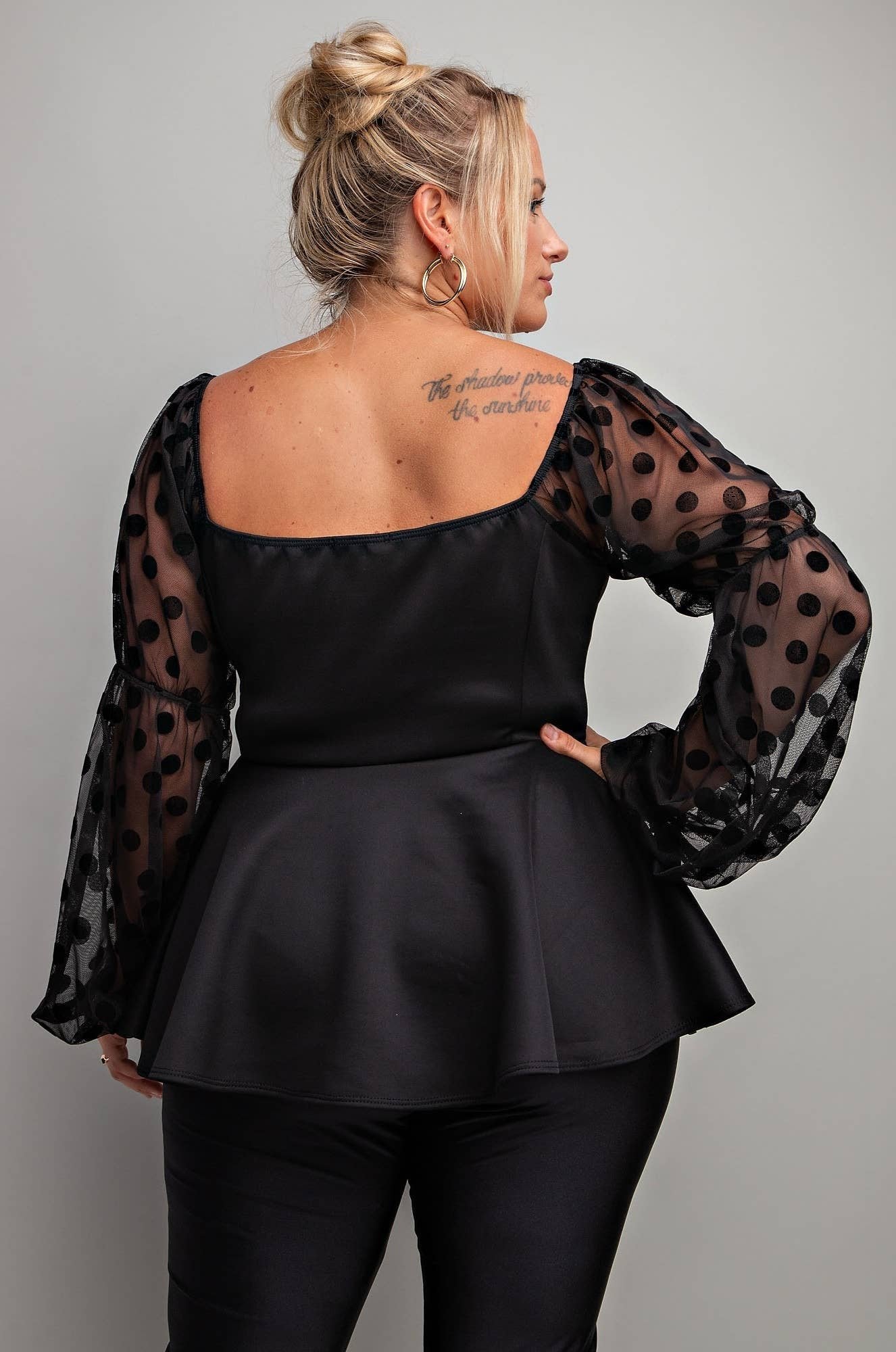 Adriana Plus Size Peplum Top – Flattering Curve Top for Brunch, Date Night & Chic Outfits