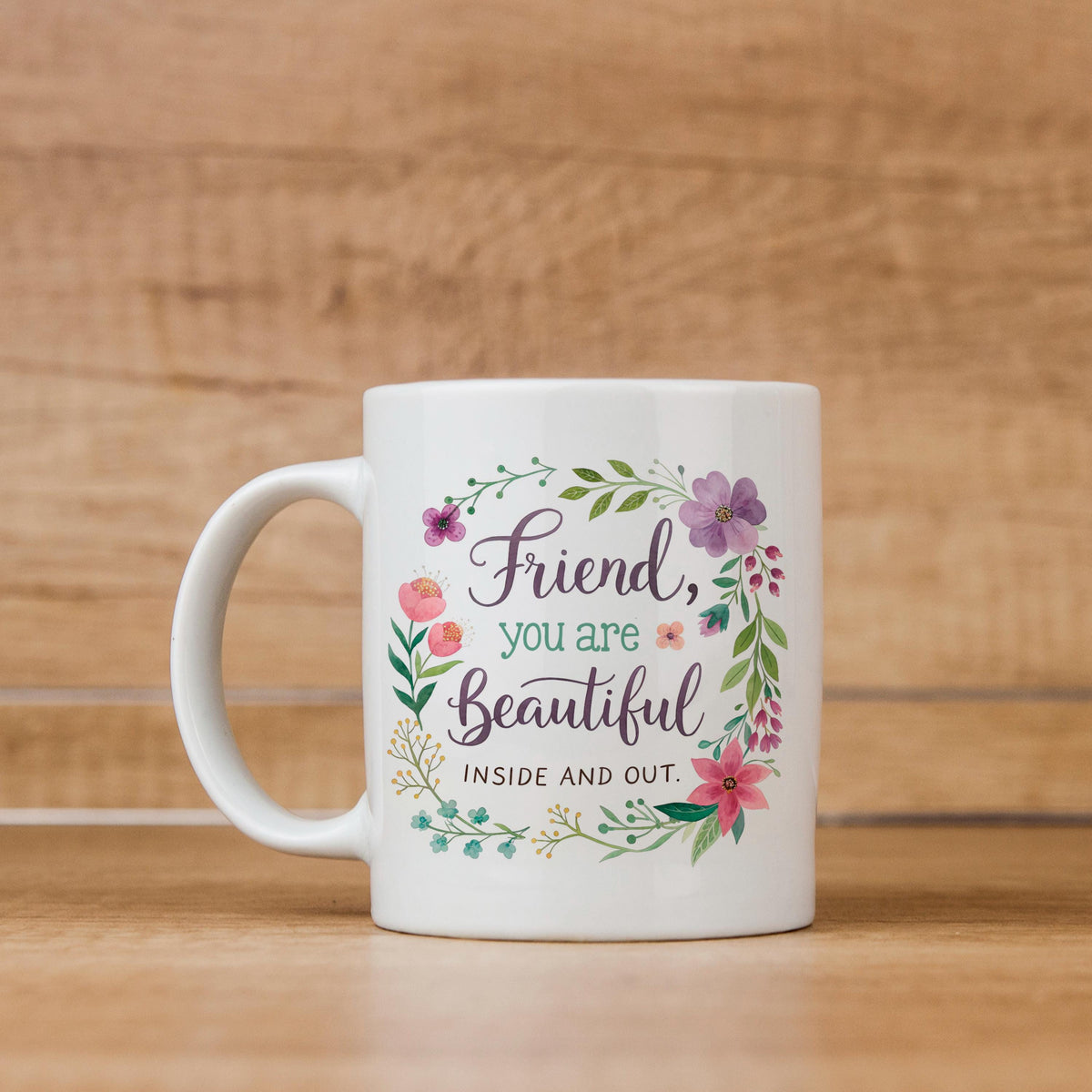 Inspirational Friend Mug – Floral Coffee Cup with Positive Affirmation for Her