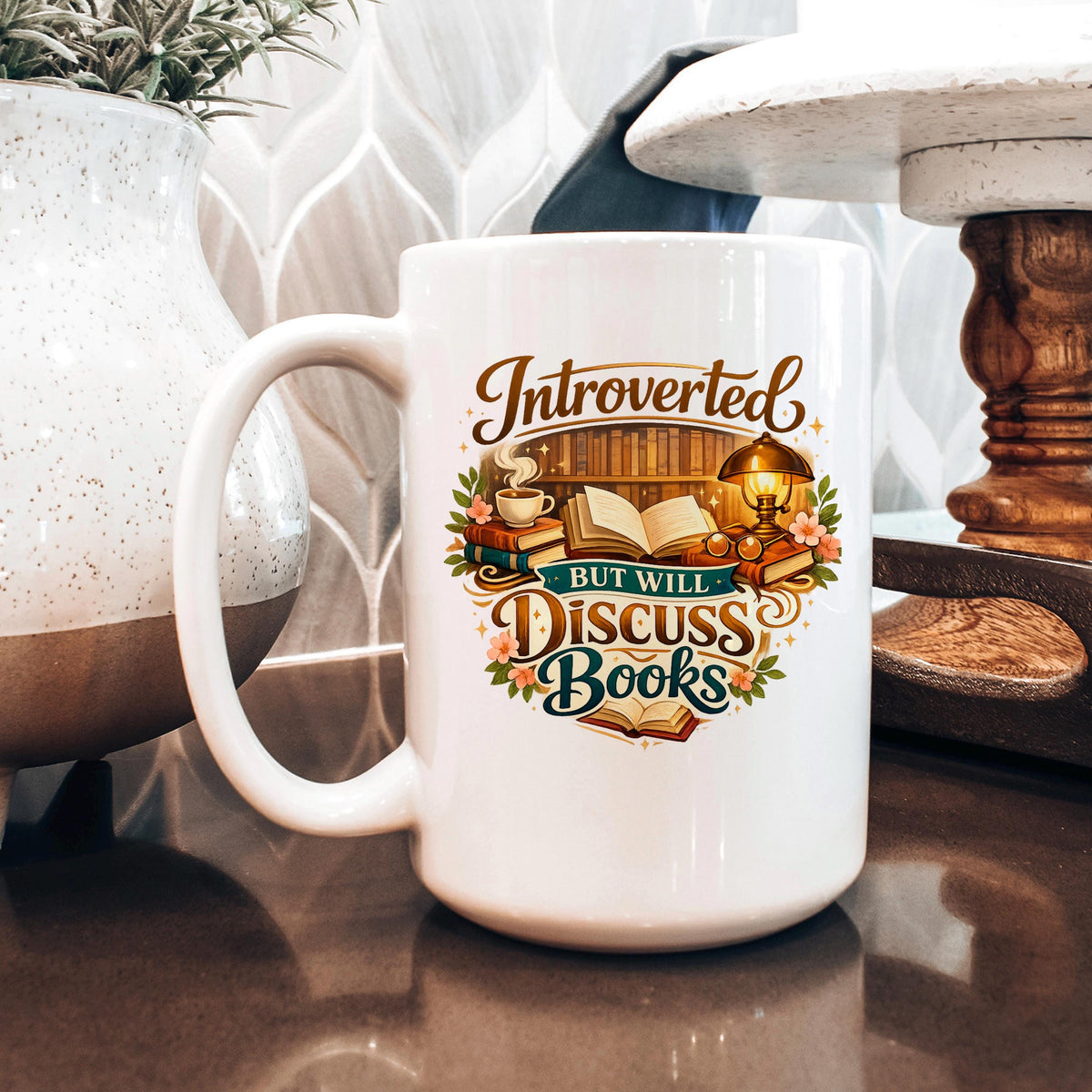 Introverted Book Lover Mug – Colorful Ceramic Coffee Cup with Witty Quote