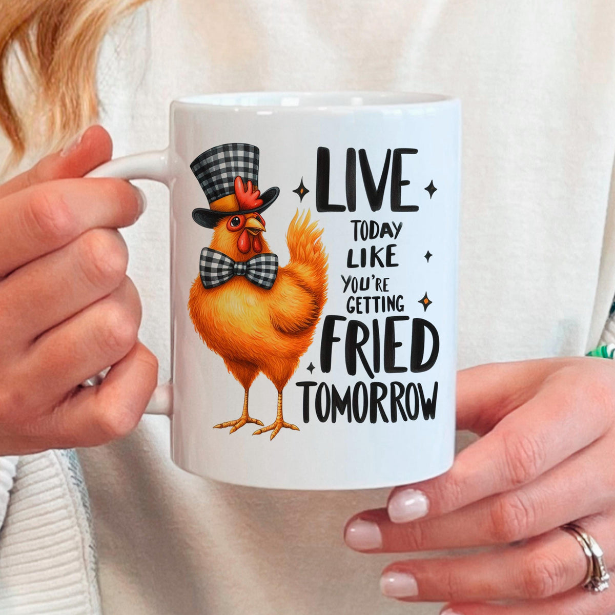 Funny Chicken Mug - Ceramic Coffee Cup With Playful Chicken Design & Humor