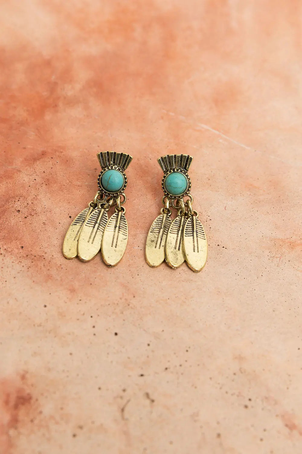 Antique Bronze Turquoise Stone Earrings💎