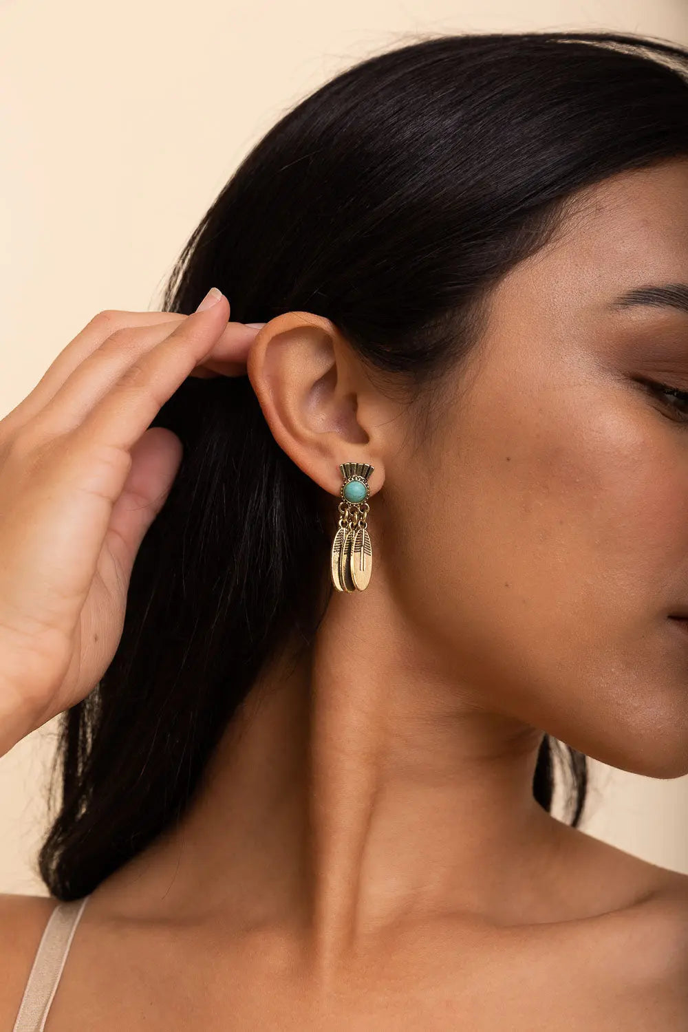 Antique Bronze Turquoise Stone Earrings💎