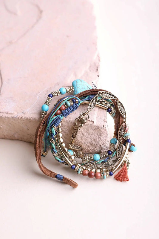 Beaded Suede Bracelet🩵