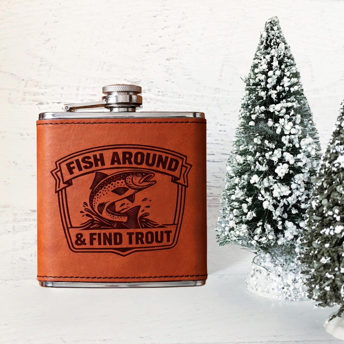 Fishing Flask – Engraved Stainless Steel Hip Flask | Trout Fisherman Gift