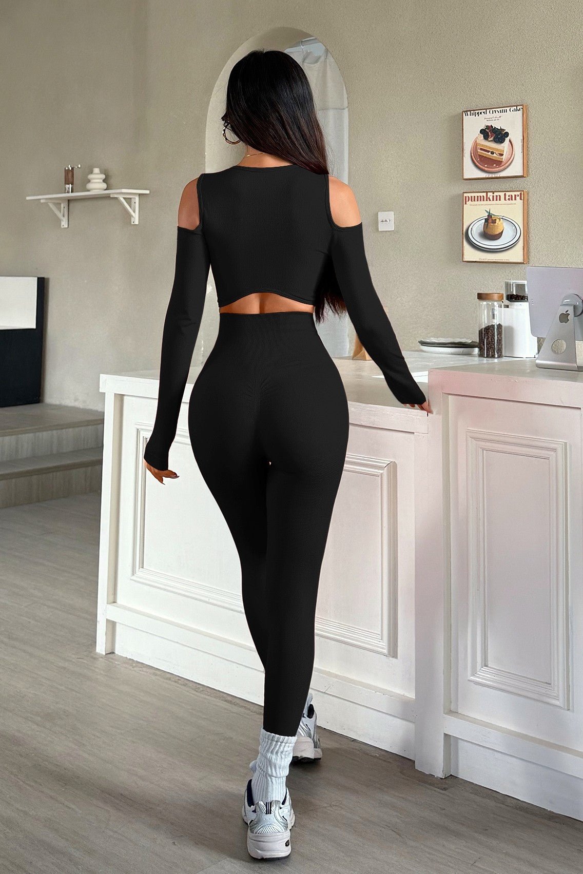 Blaire Sport Luxury Athleisure Cut-Out Shoulder Top & Legging Set