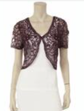 Lace Bolero Jacket Short Sleeve w/ floral pattern,small rhinestons