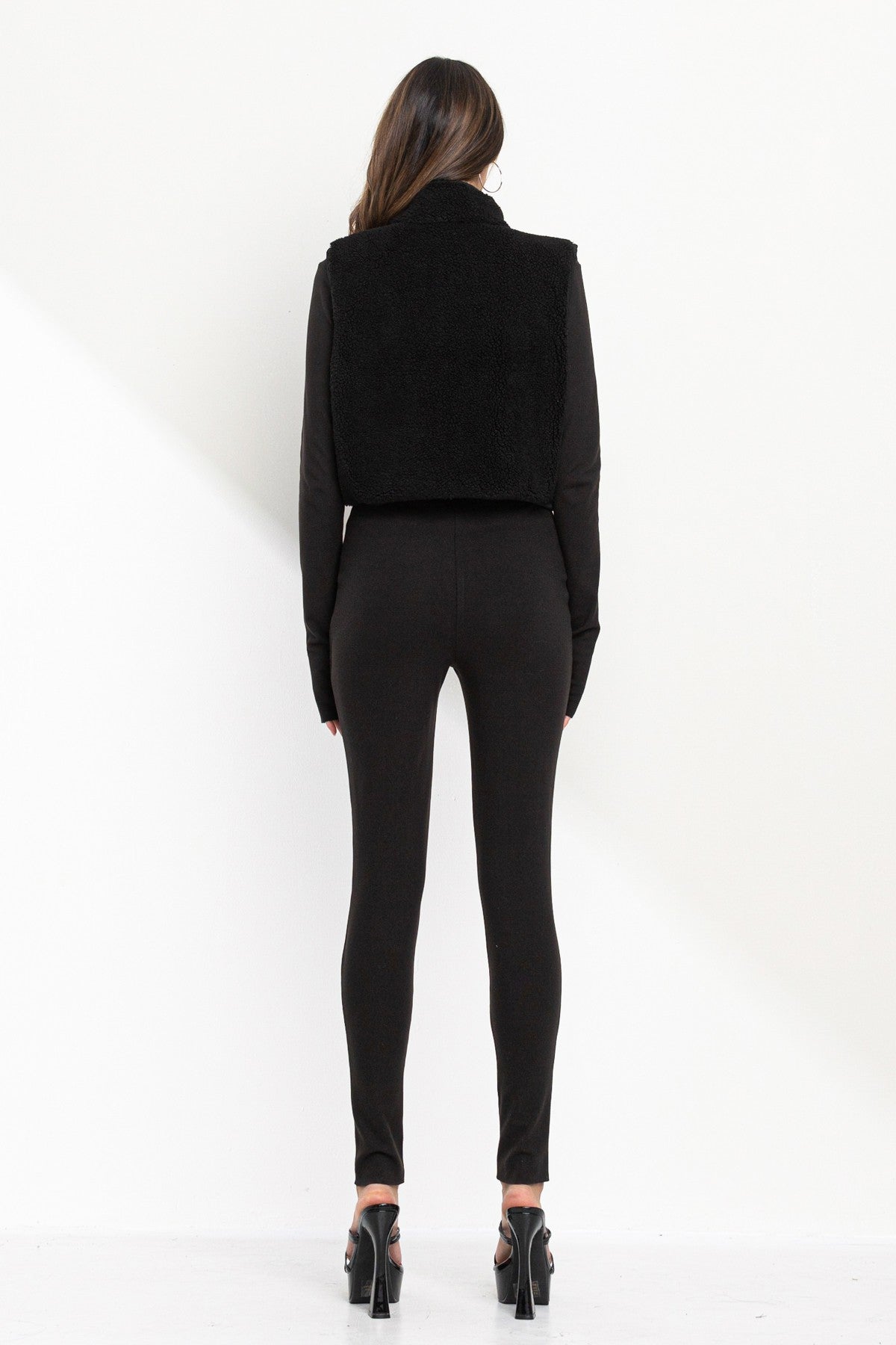 Brianna Cropped High Neck Vest | Contrast Detail Street Style Top