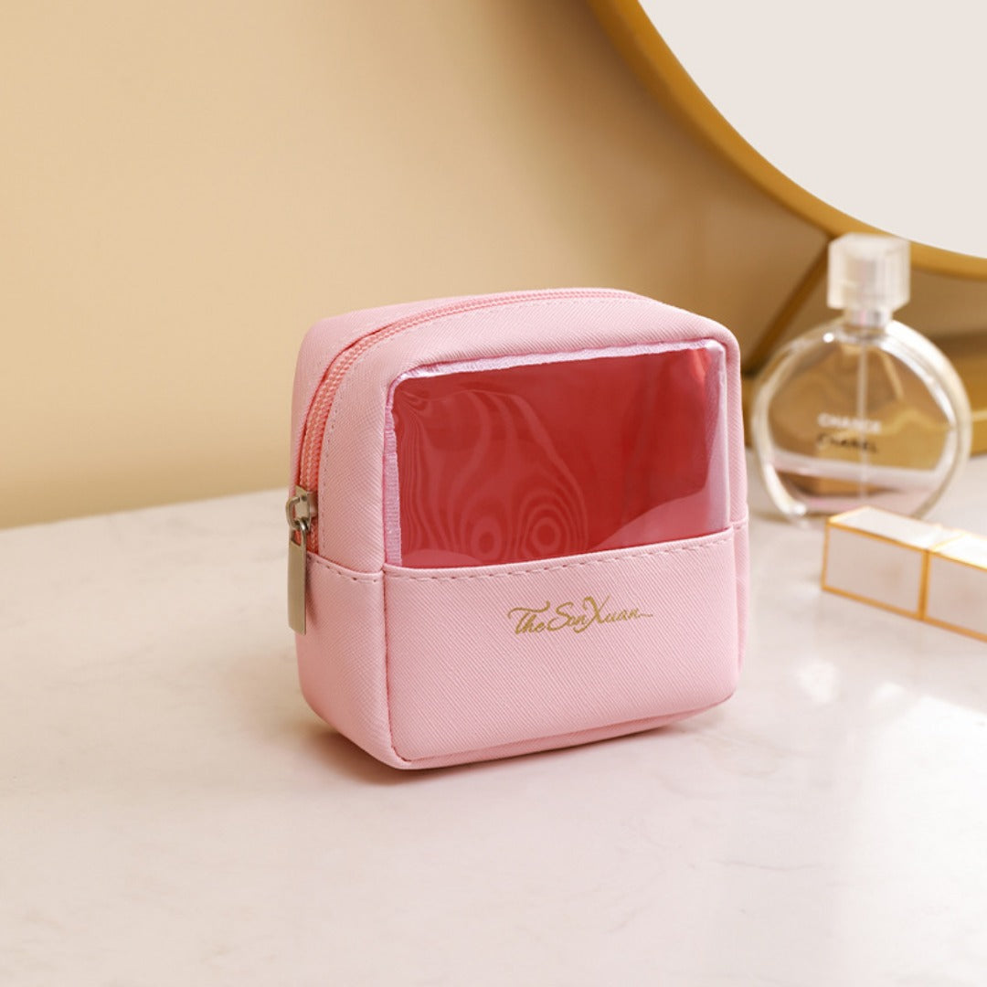 Portable large-capacity travel translucent cosmetic bag, Pu multi-functional waterproof toilet bag, portable skin care product storage bag, makeup bag organizer,Makeup bags, small