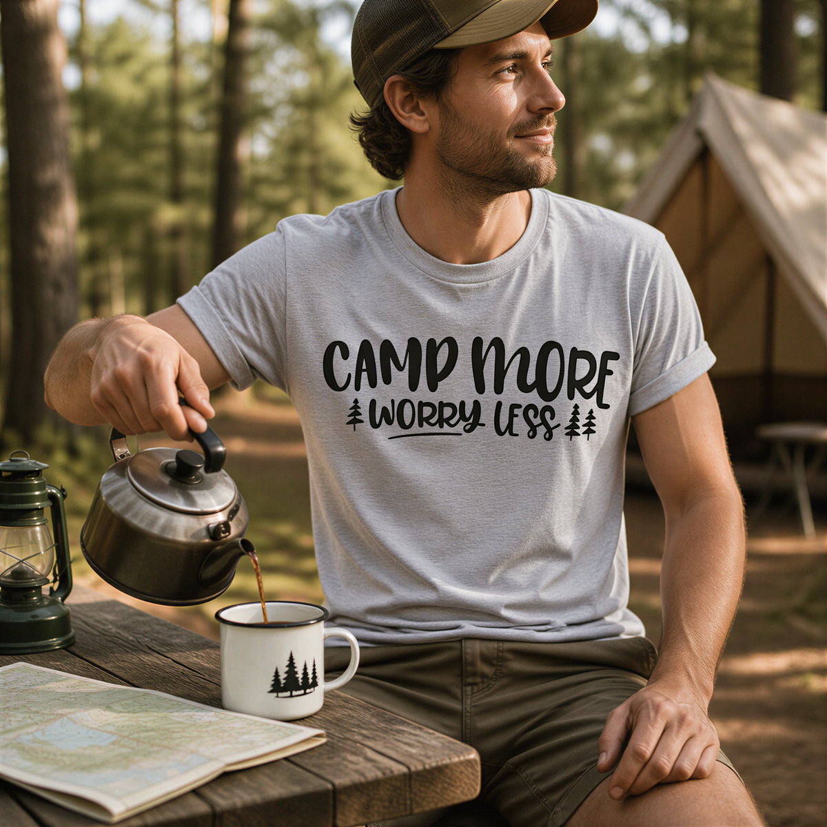 Camp More Worry Less T-shirt, Camping tshirt women, Camping shirt, womens tshirt, Summer mens tshirt, unique camping gifts