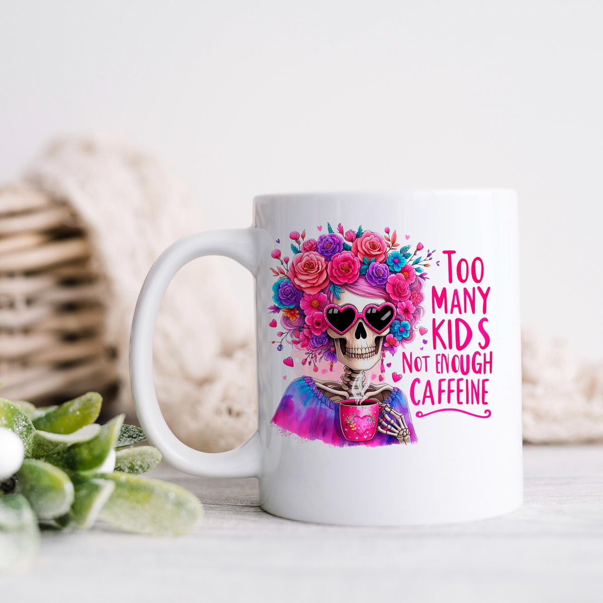 Funny Coffee Mug – Colorful Ceramic Tea Cup with Vibrant Floral Crown Design