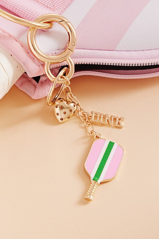 Sports Pickleball Enamel Bag Charm And Keychain
