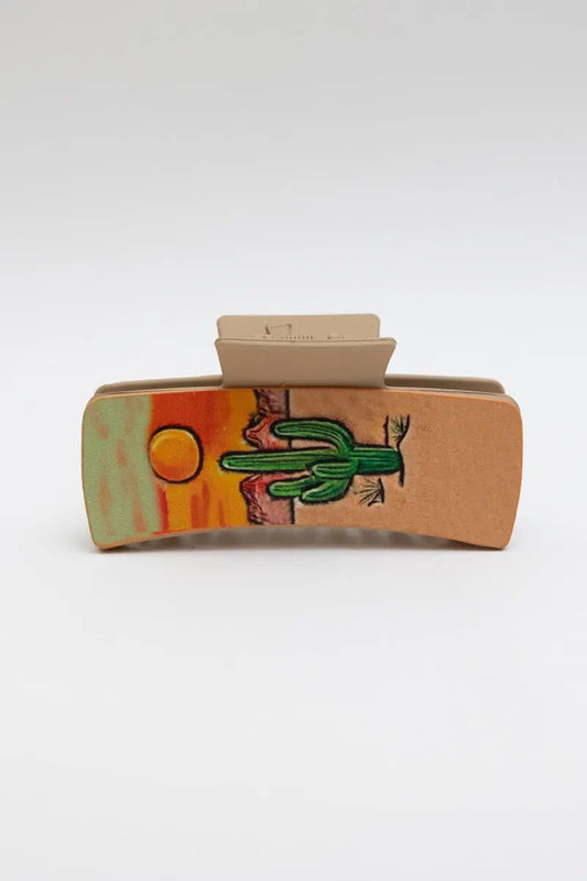 Cactus Sunset Hair Claw Clip – Desert-Inspired Clam Grip 🌵