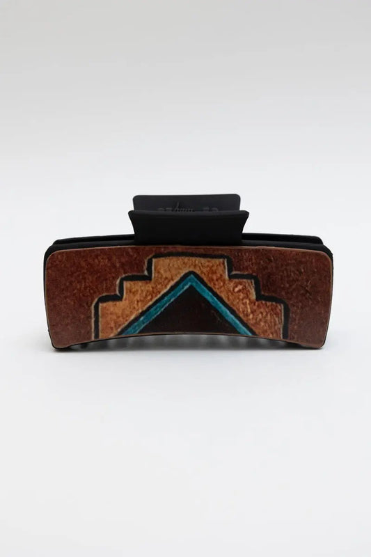 Camel Pyramid Design Hair Claw – Geometric Tribal Grip Clip 🌸