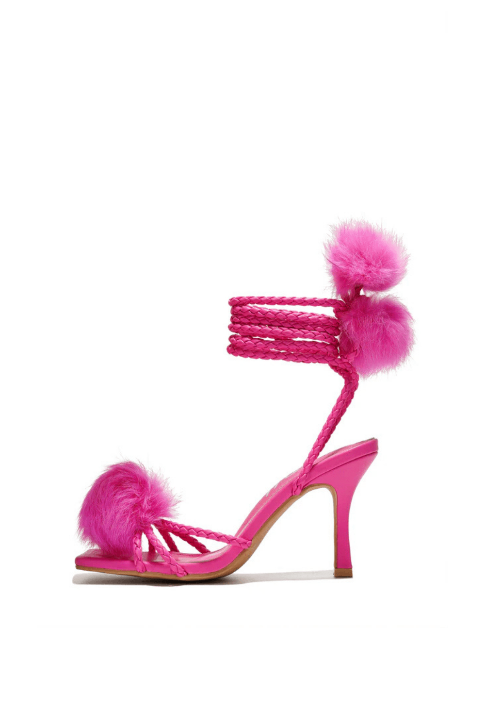 Cape Robbin Marje Brown Pom-Pom Lace-Up Heels