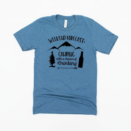 Camping Shirt Camp Beer Bottle Campfire T-shirt Weekend Forecast Camping with a Chance of Drinking