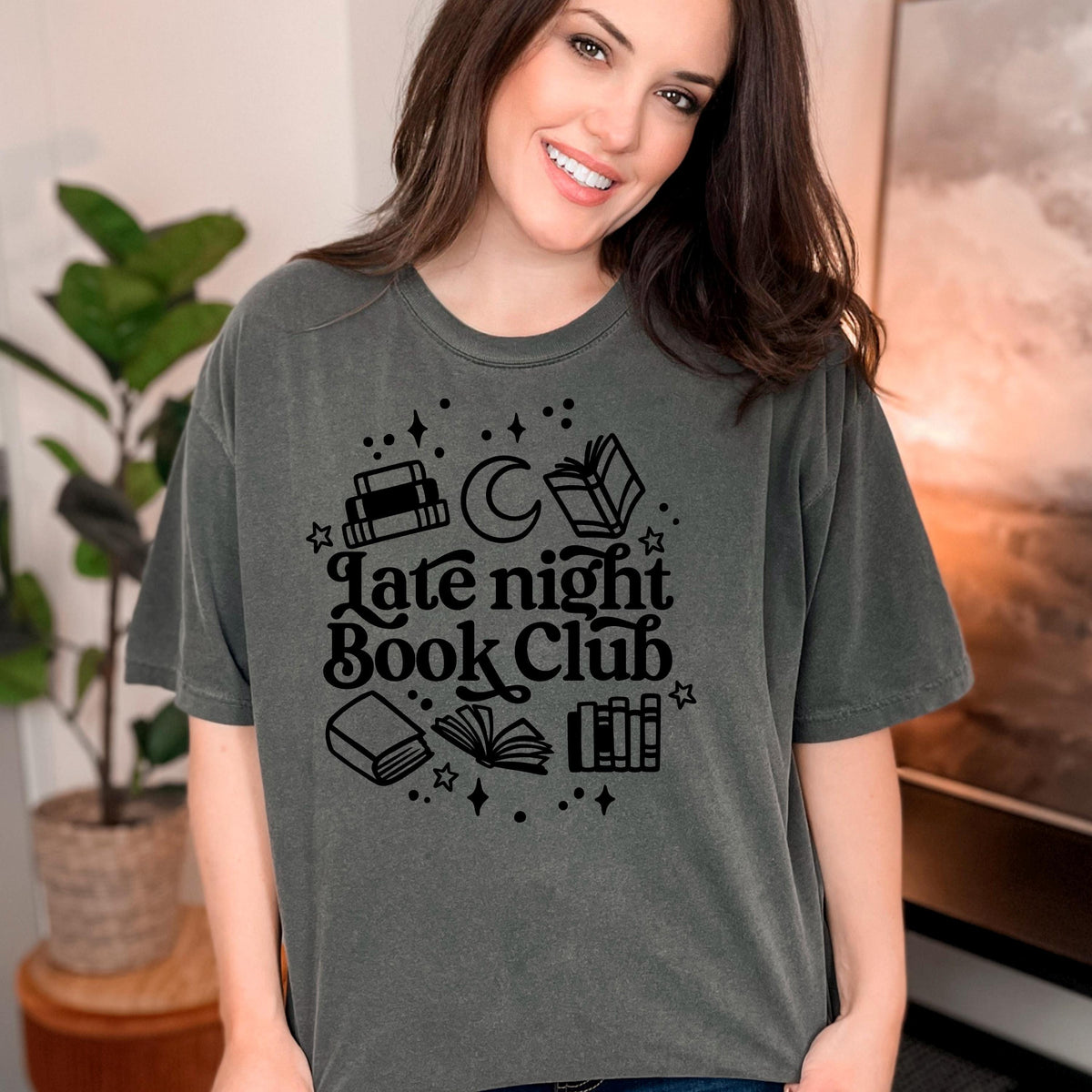 Late Night Book Club Tee – Cozy Reading Graphic Shirt | Vintage Bookish Apparel