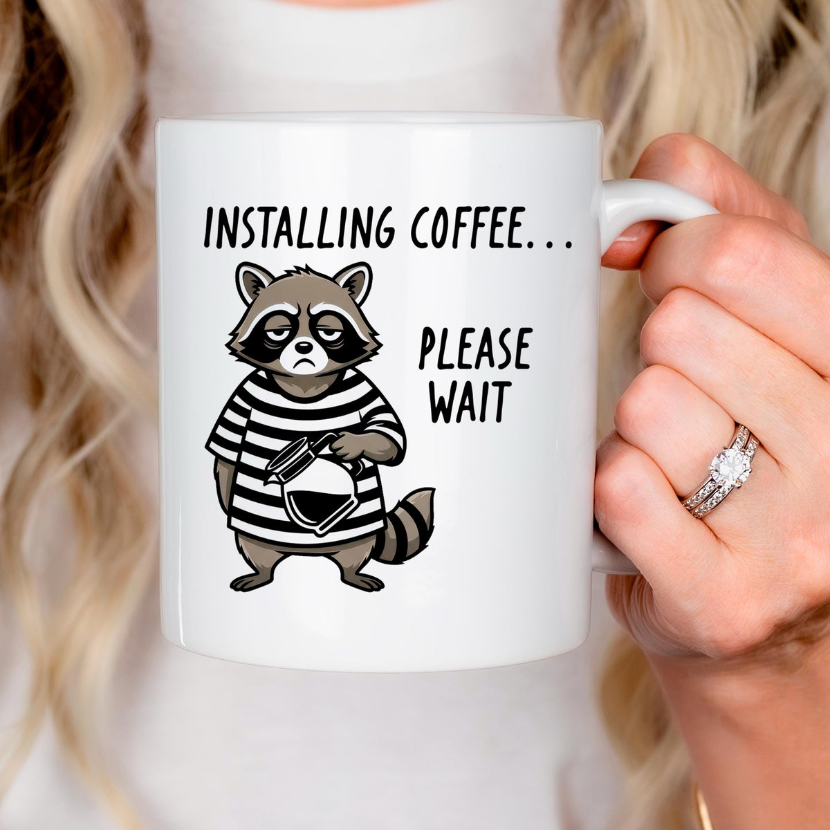 Funny Raccoon Mug - Ceramic Coffee Cup | Coworker Gift, Dishwasher Safe