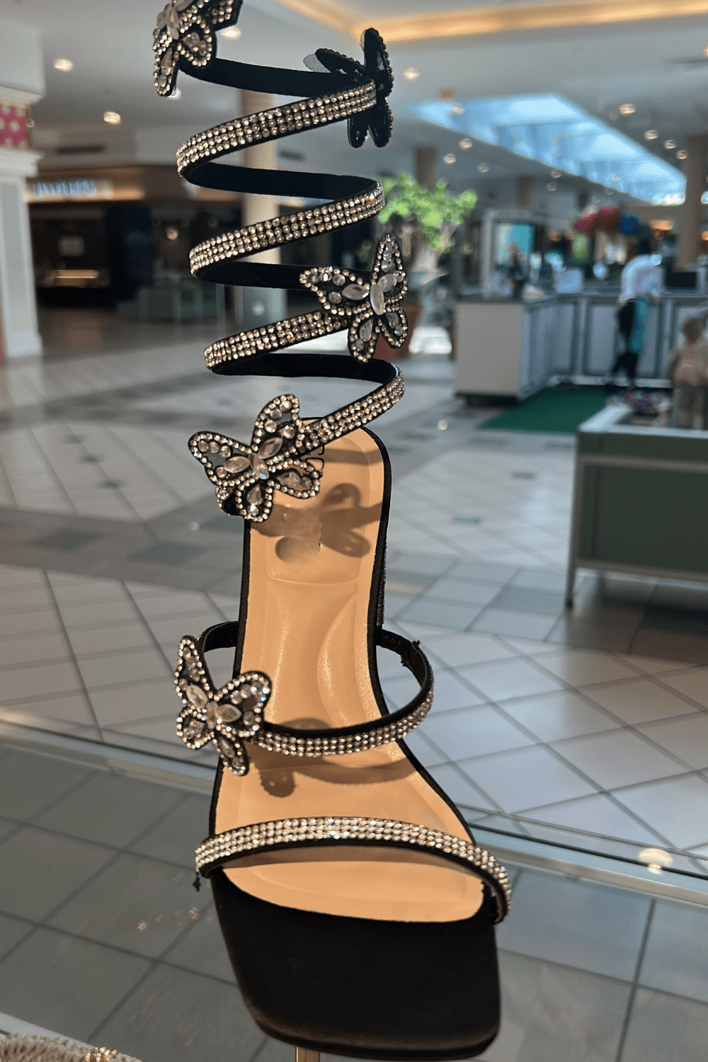 Celeste Black Rhinestone Butterfly Coil Heels – Statement Party & Going Out Heels for Women