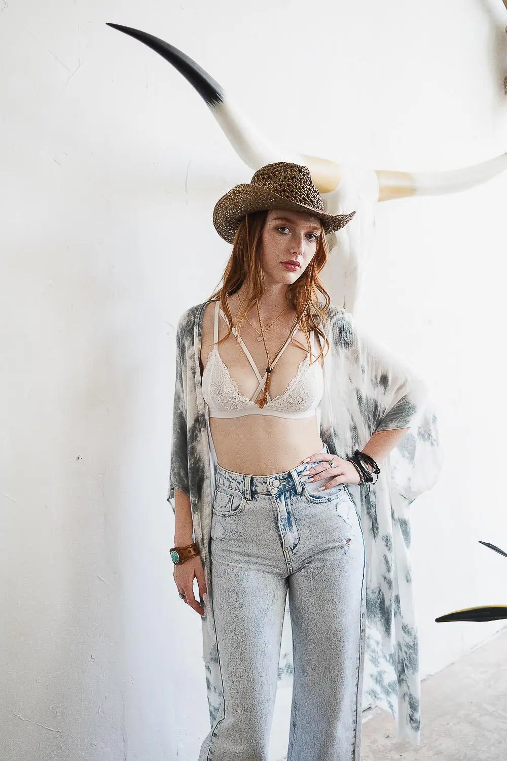 Center Cross Strap Lace Bralette