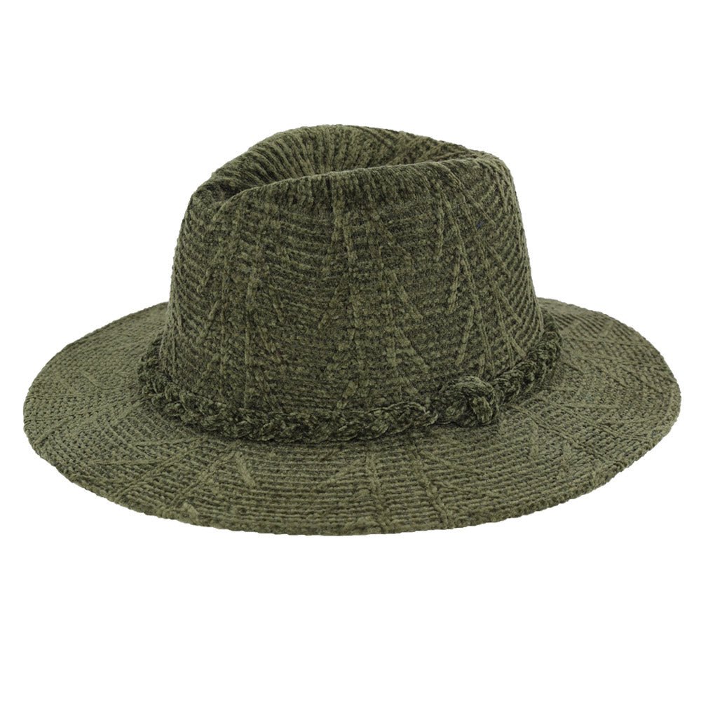 Chenille Pattern Fedora Hat with Braided Band