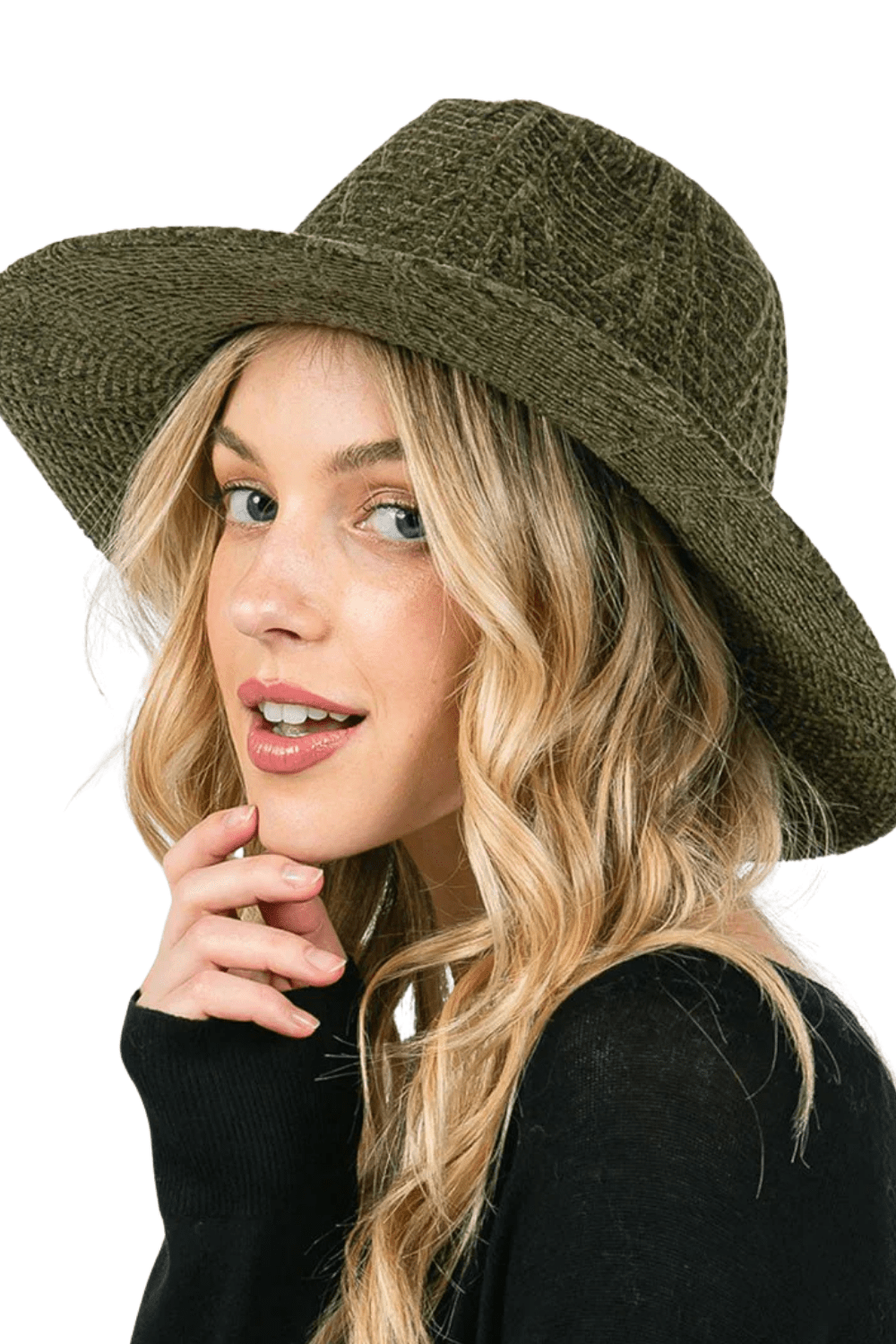 Chenille Pattern Fedora Hat with Braided Band