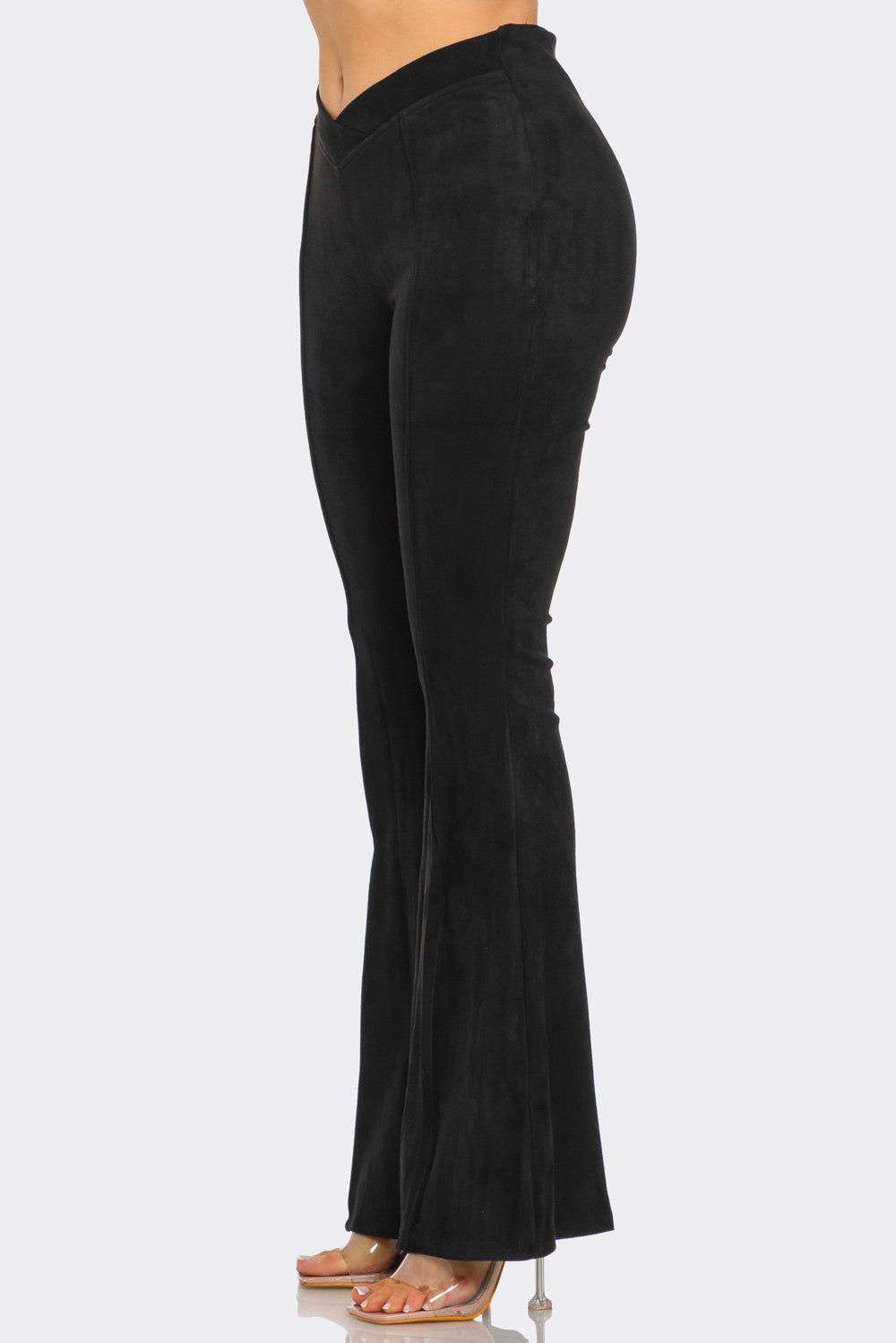 Chic Sarah Suede Bell Bottom Pants for Women - High-Waisted & Trendy Comfort Style