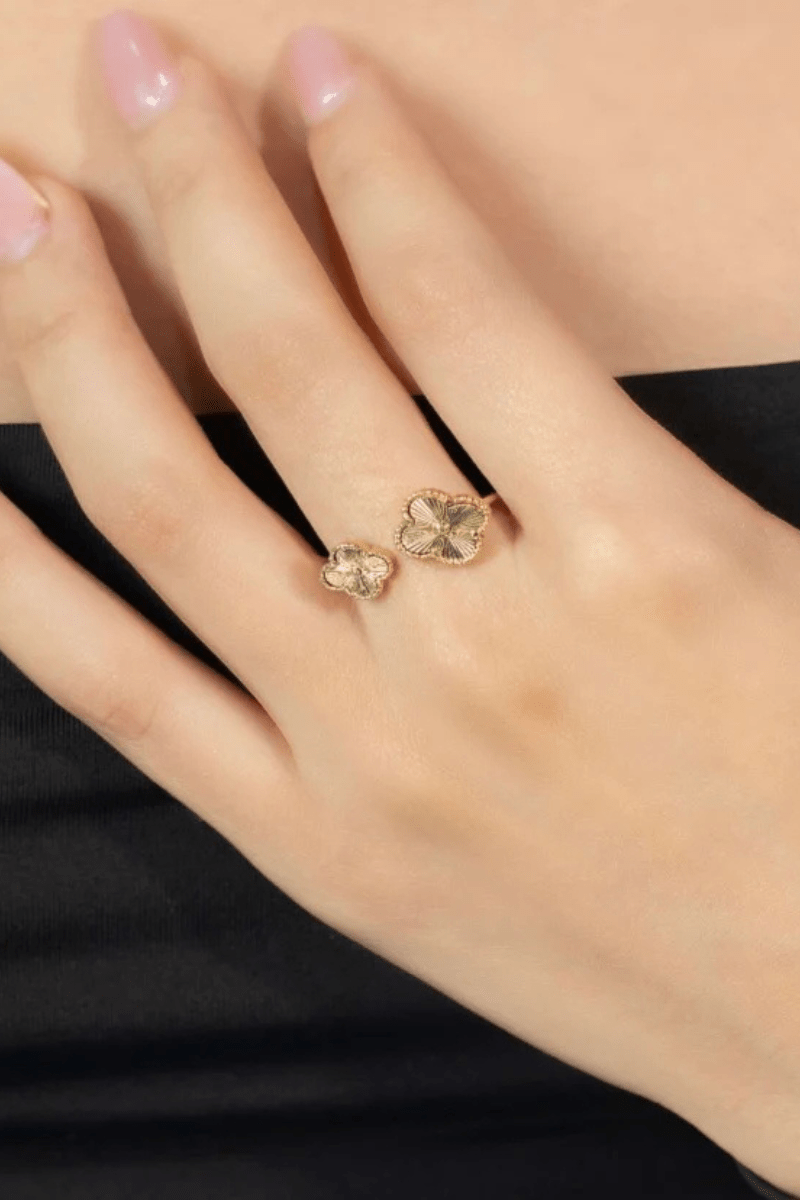 Clover Double Adjustable 18K Gold Plated Ring