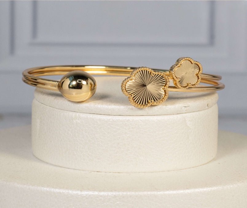 Clover Inspired Cuff Bracelet 18k Gold Plated