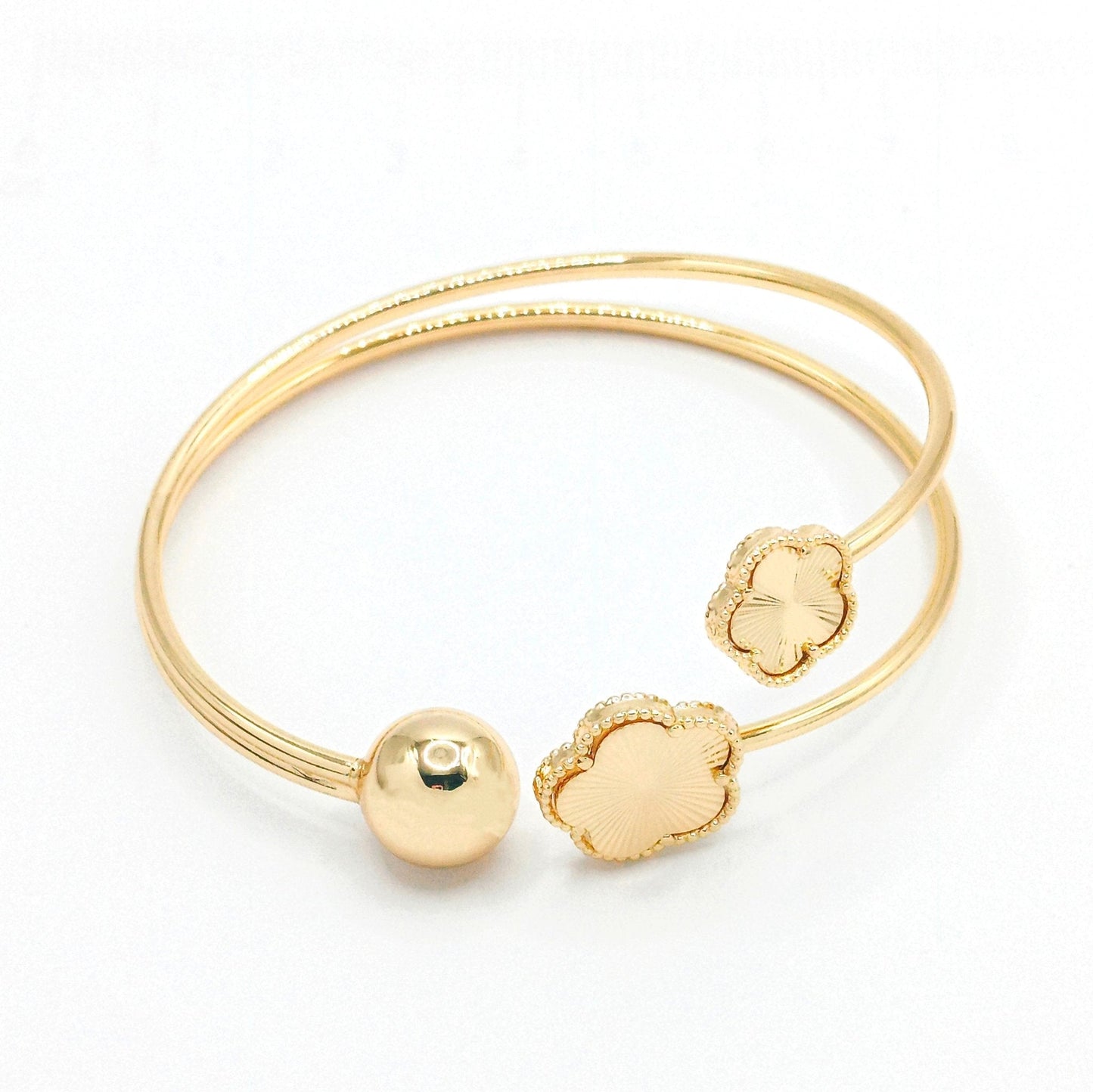 Clover Inspired Cuff Bracelet 18k Gold Plated