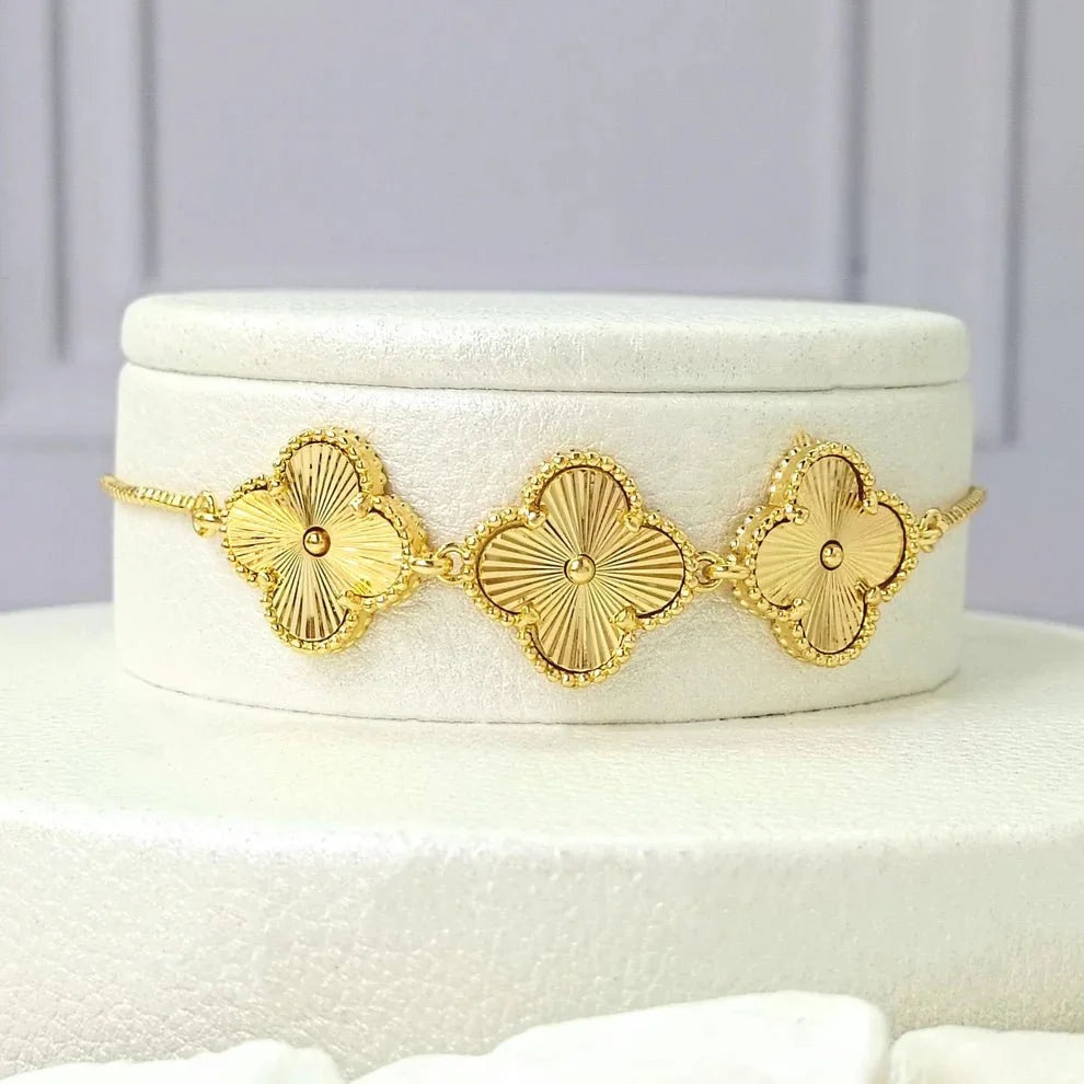 Clover Cleef Bracelet Jewelry Inspired 18k Gold Plated Adjustable Bracelet