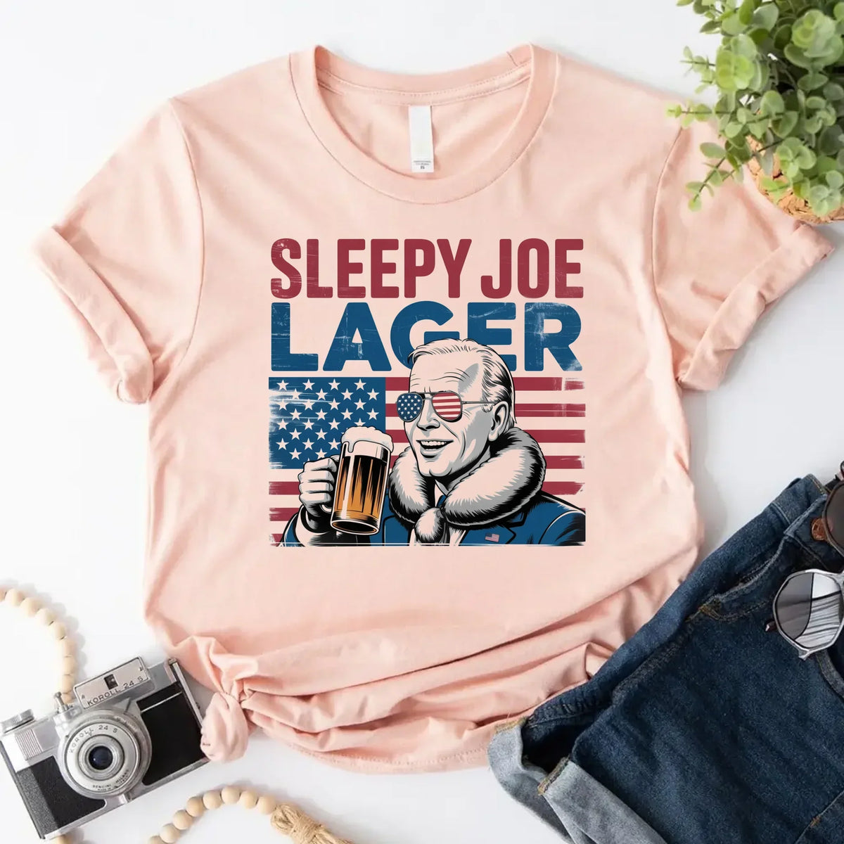 Sleepy Joe Lager 4th of July Shirt – Funny Biden Beer Tee for Independence Day