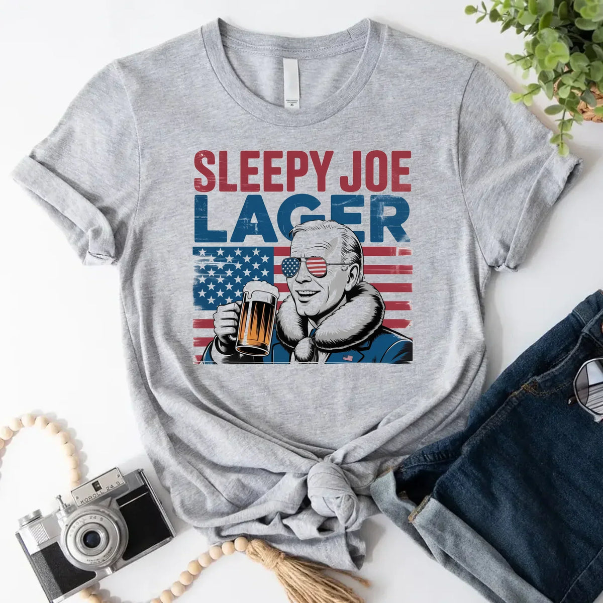 Sleepy Joe Lager 4th of July Shirt – Funny Biden Beer Tee for Independence Day