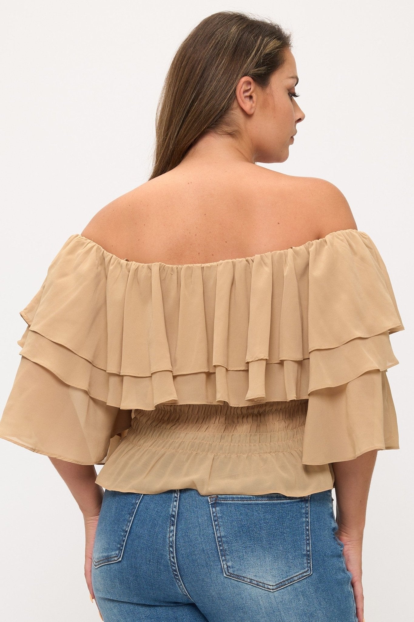 Curvy Romance Off-Shoulder Chiffon Top