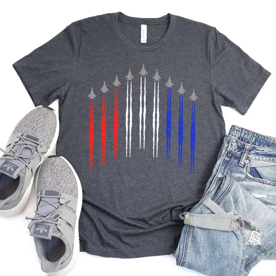 Air Force Flyover Red White And Blue Adult T-shirt