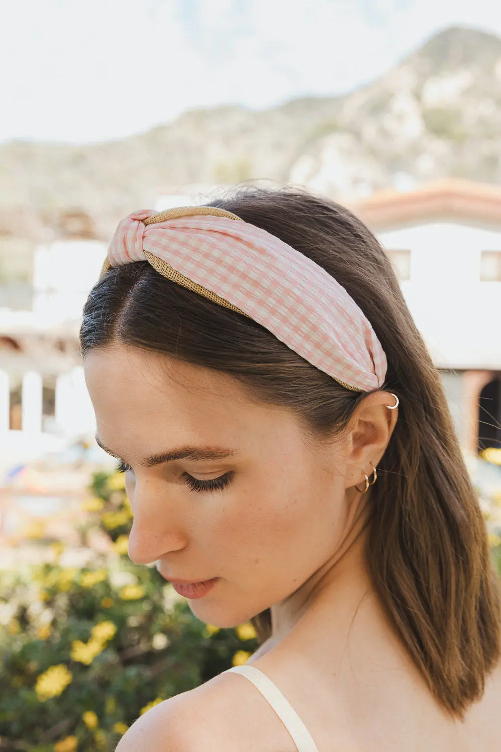 Cutesy Gingham Woven Knot Headband