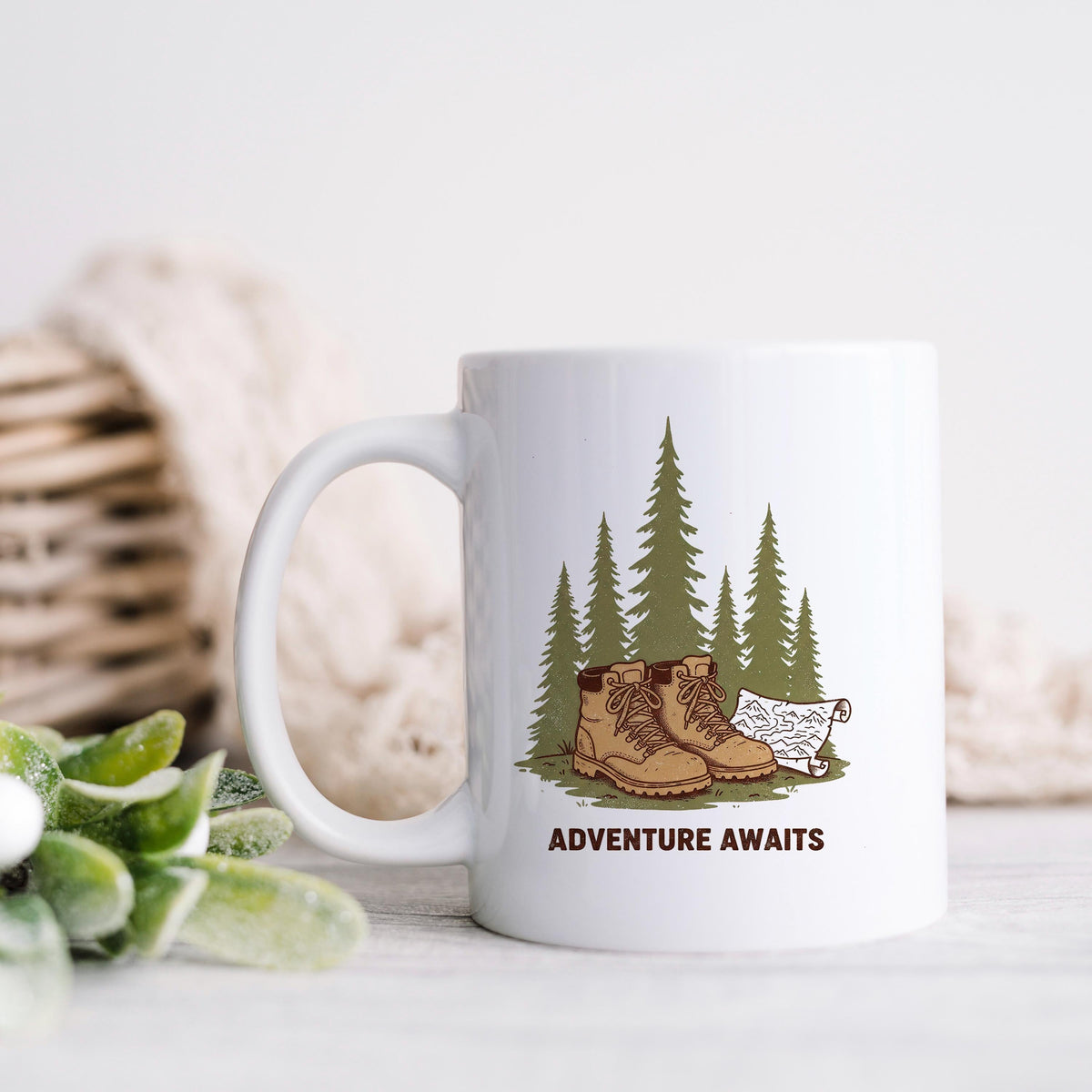 Adventure Mug – Rustic Hiking Coffee Cup | Camping Ceramic Mug, Outdoor Lover Gift