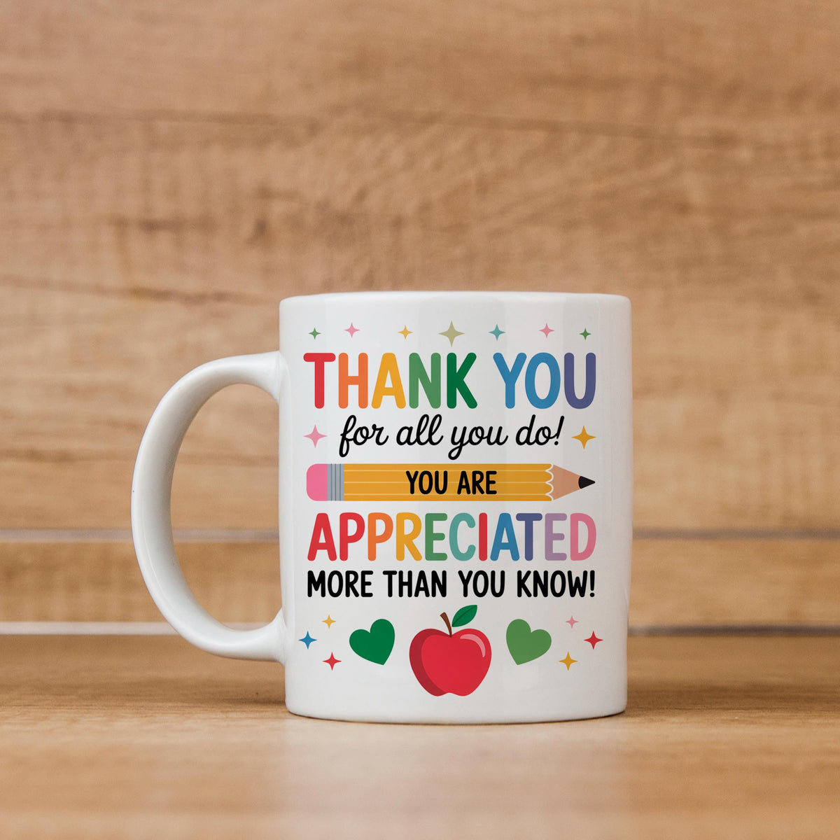 Teacher Appreciation Mug - Colorful Ceramic Coffee Cup | Thank You Gift