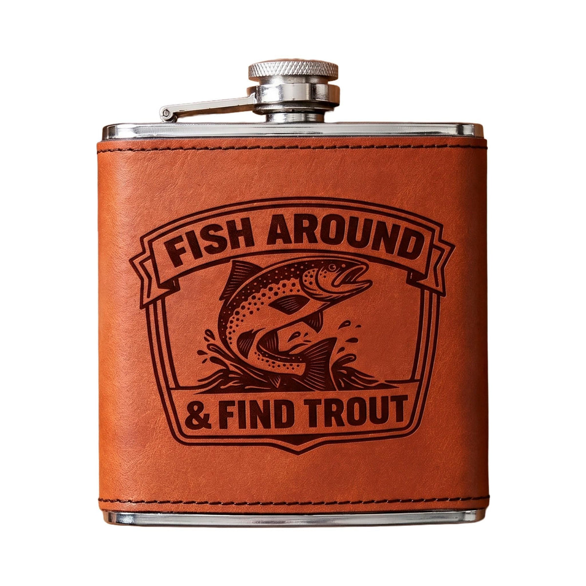 Fishing Flask – Engraved Stainless Steel Hip Flask | Trout Fisherman Gift