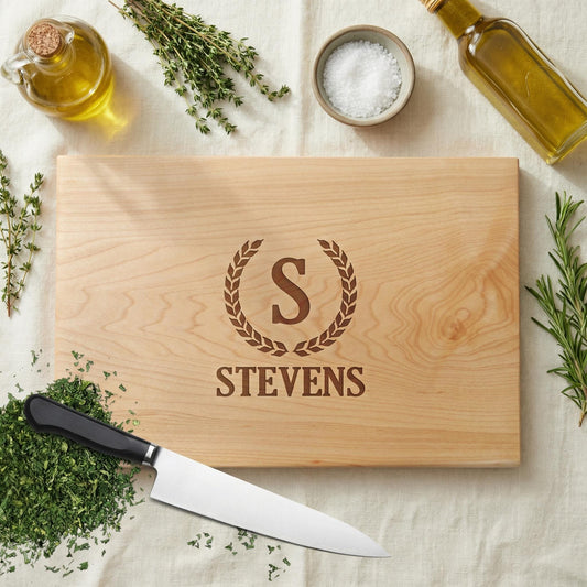 Personalized Maple Cutting Board - Engraved Wood Rustic Serving Board Gift