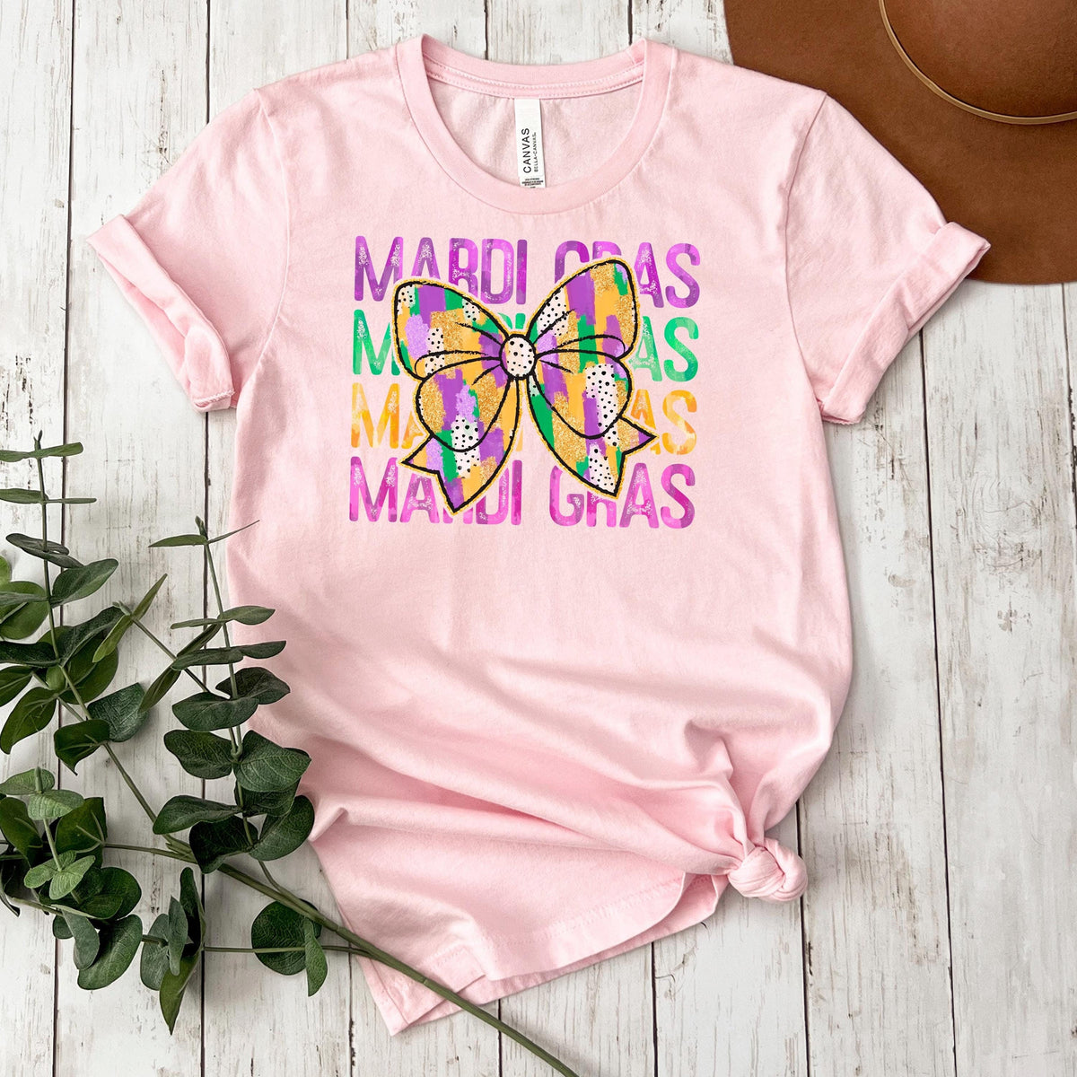 Mardi Gras Shirt - Purple Green Gold Coquette Bow Tee | New Orleans Carnival Outfit