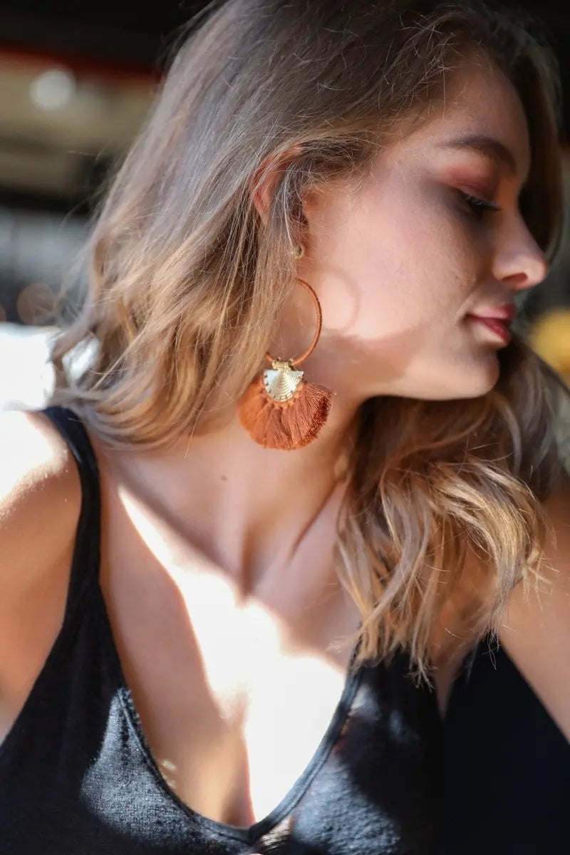 Drop Tassel Fan Earrings
