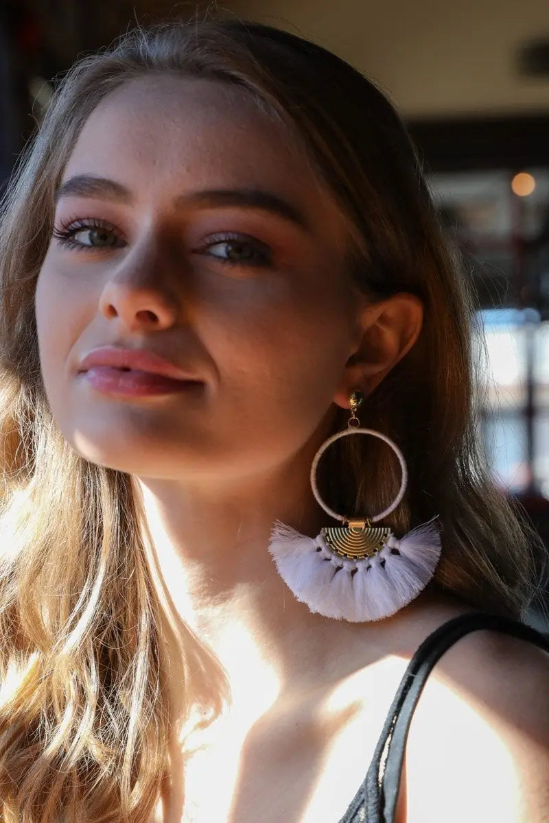 Drop Tassel Fan Earrings