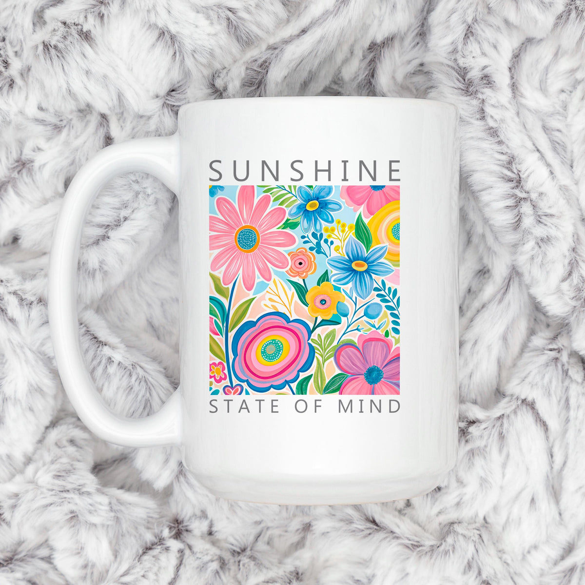 Botanical Ceramic Coffee Mug – Colorful Coffee Cup With Vibrant Floral Design