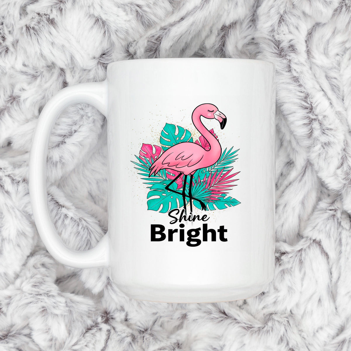 Flamingo Shine Bright Mug – Tropical Coffee Mug | Cute Flamingo Cup, Dishwasher Safe
