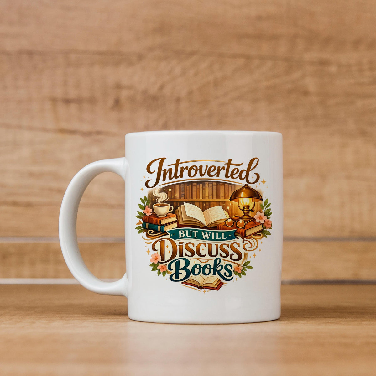 Introverted Book Lover Mug – Colorful Ceramic Coffee Cup with Witty Quote