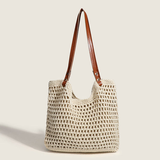 Hobo bag hand-woven, bag casual versatile slouchy bag, seaside vacation beach bag, large capacity shoulder bag
