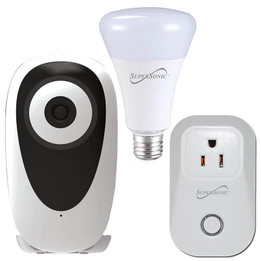 Supersonic 3-Pc. Smart Home Starter Kit with WiFi enabled: HD Camera, Plug, and Bulb