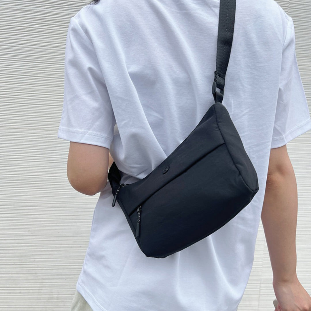 Small Casual Bag Women, Casual Simple Crossbody Bag, Nylon Wide Shoulder Strap Daily Commuter Shoulder Bag