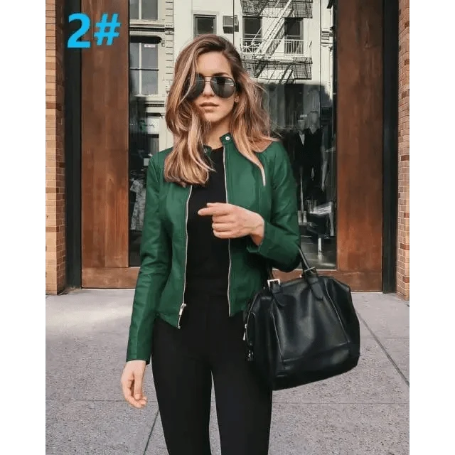 Elegance Autumn And Winter New Solid Color Jacket For Women's PU Leather Warmth Fashion Long-Sleeved Jacket For Women